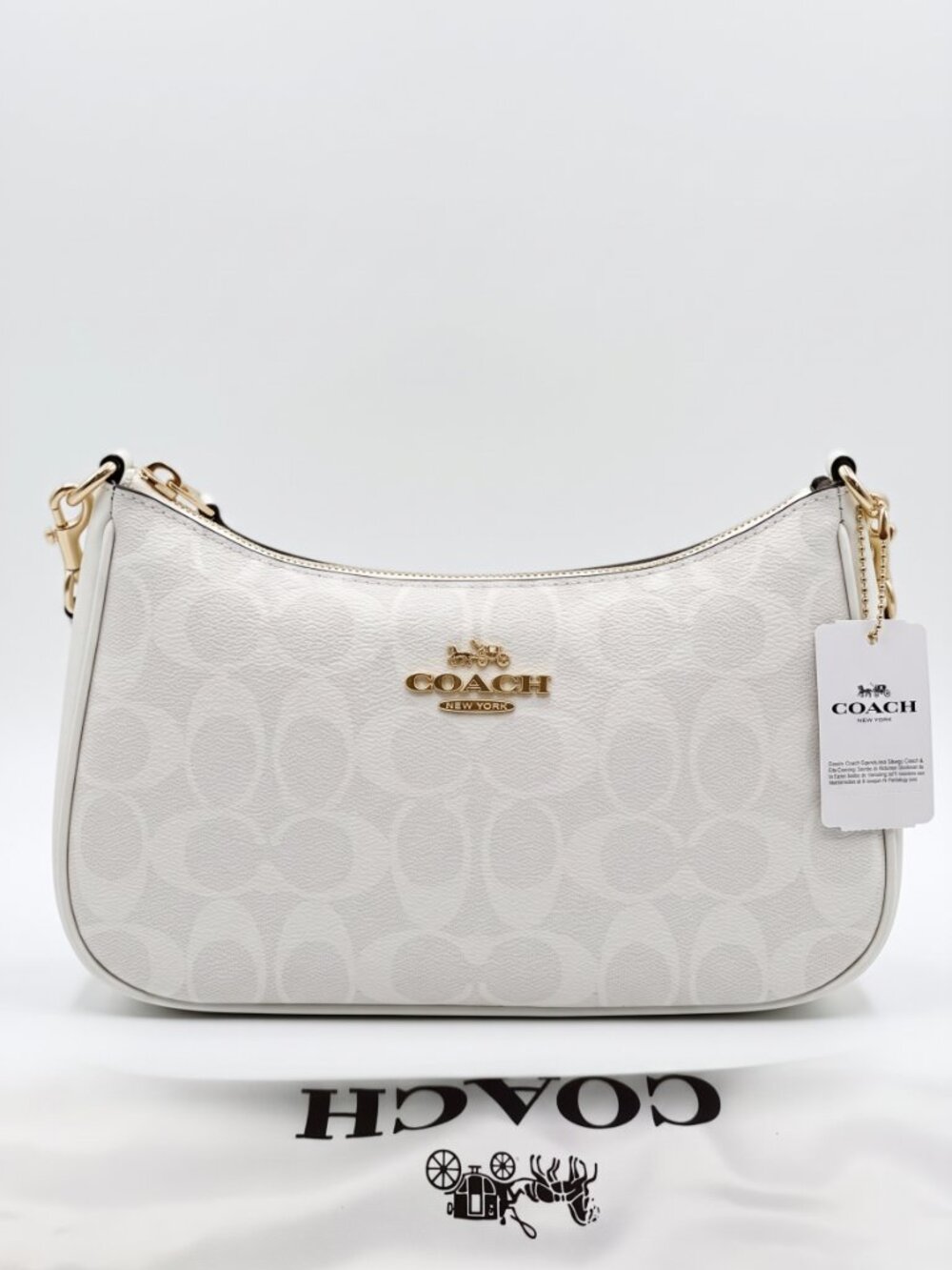 Coach White Shoulder Bag, Coach Hobo Bag, White Leather Handbag, Shoulder bag